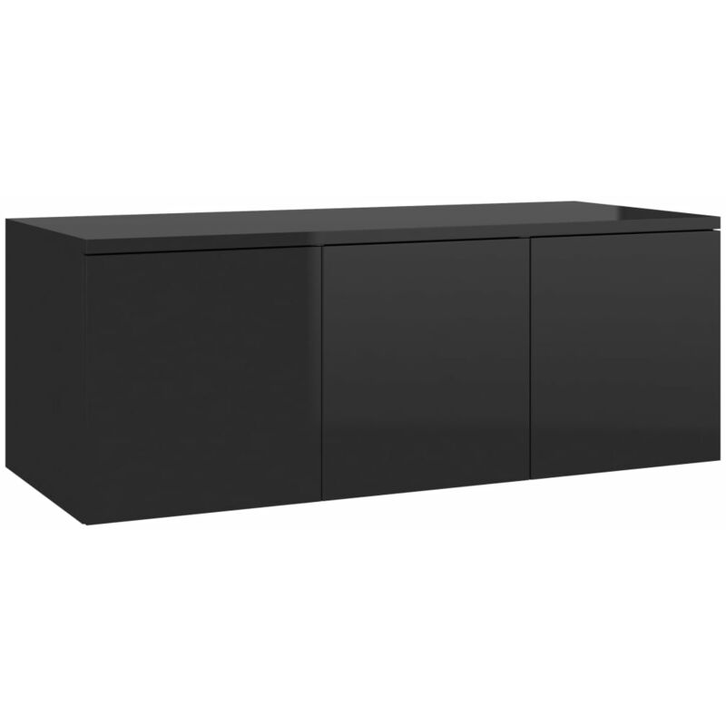 

Mueble para TV de Aglomerado 80x34x30 cm Negro Brillante - Negro - Vidaxl