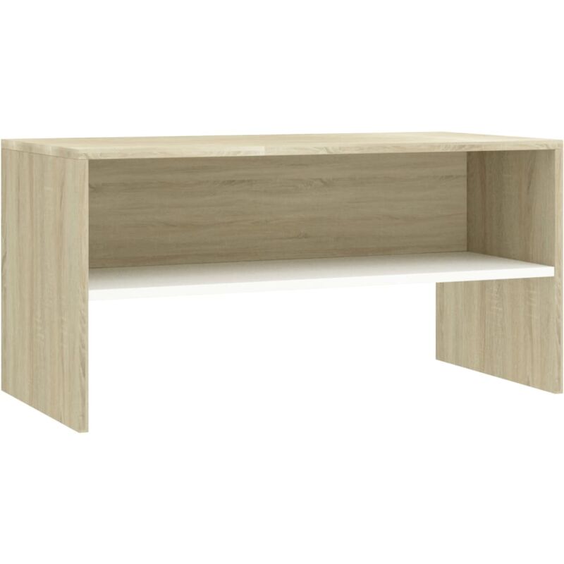 

Mueble de TV Aglomerado Blanco y Roble Sonoma 80x40x40 cm - Blanco - Vidaxl