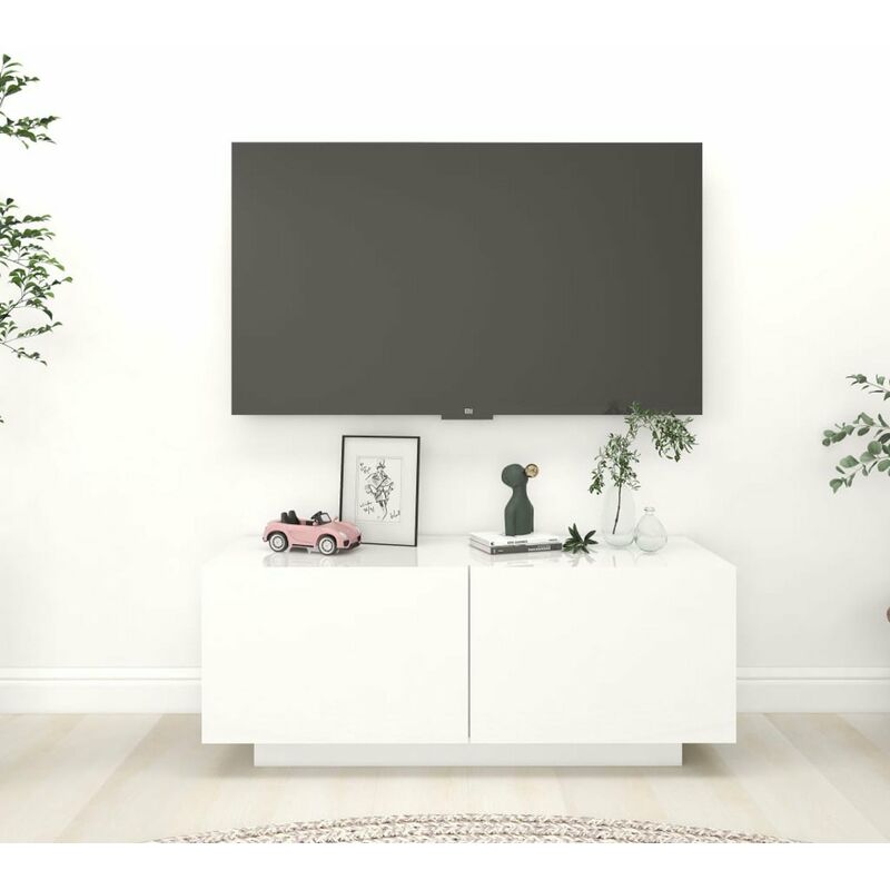 

Mueble para TV aglomerado blanco brillante 100x35x40 cm