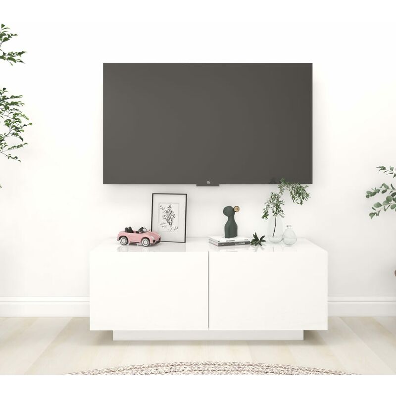 

Mueble para TV aglomerado blanco brillante 100x35x40 cm