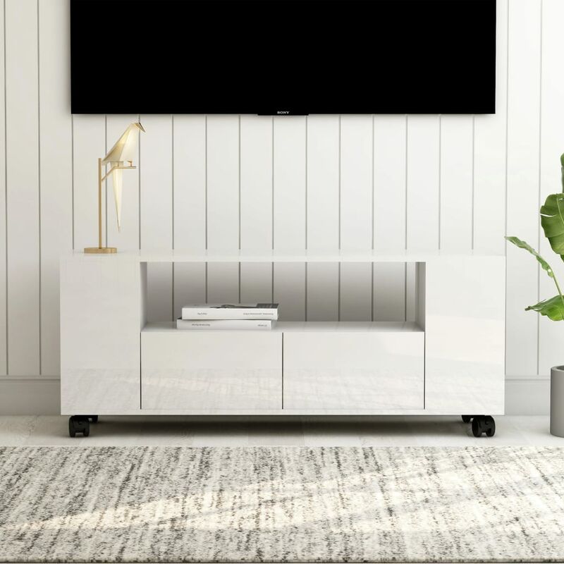 

Mueble para TV aglomerado blanco brillante 120x35x43 cm