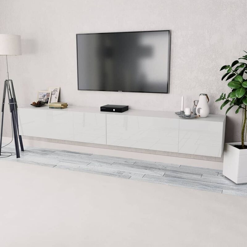 

Bh Design - Mueble para TV aglomerado blanco con brillo 2 piezas 120x40x34