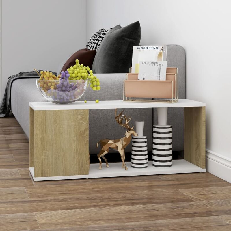 

Mueble para TV aglomerado blanco y roble Sonoma 80x24x32 cm