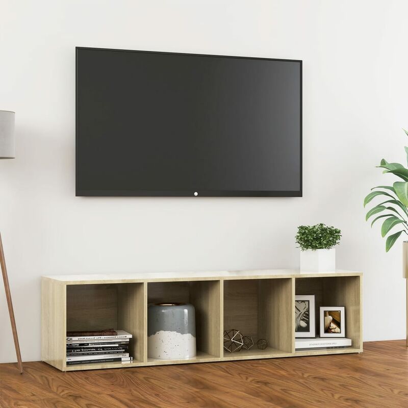 

Mueble para TV aglomerado color roble Sonoma 142,5x35x36,5 cm