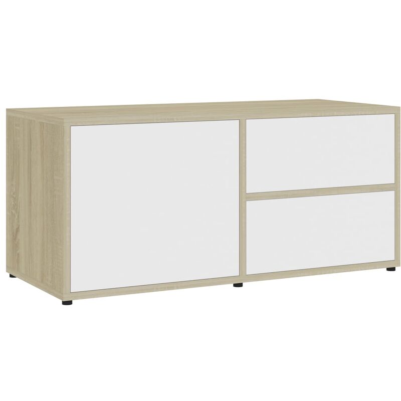 

vidaXL Mueble para TV de Aglomerado 80x34x36 cm Blanco y Roble Sonoma - Blanco