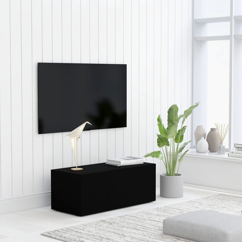 

Mueble para TV aglomerado negro 80x34x30 cm