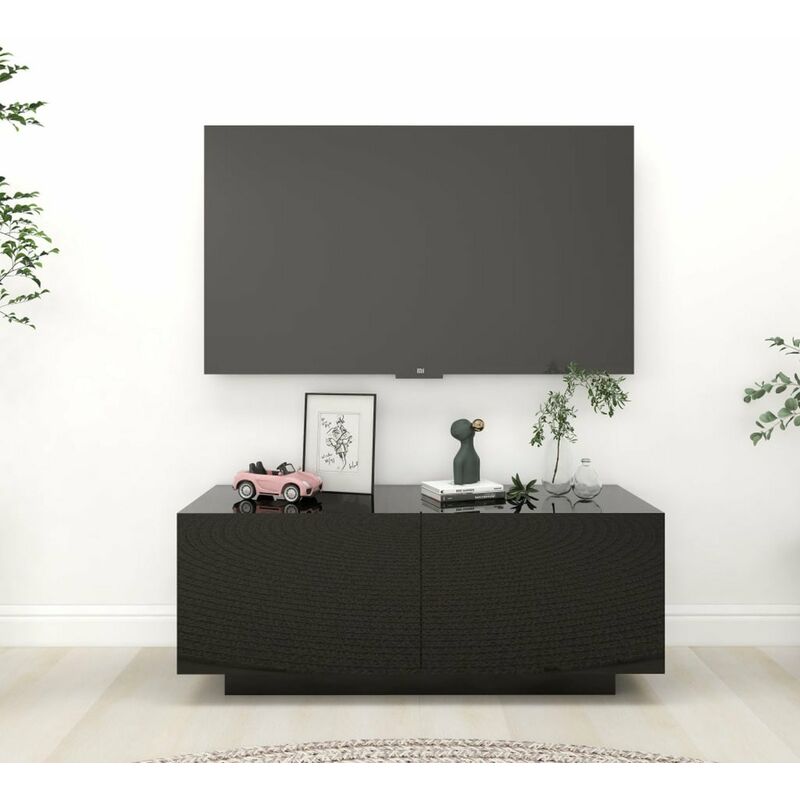 

Mueble para TV aglomerado negro brillante 100x35x40 cm