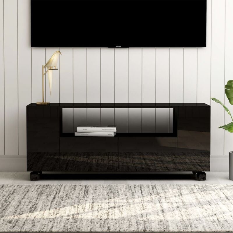 

Mueble para TV aglomerado negro brillante 120x35x43 cm