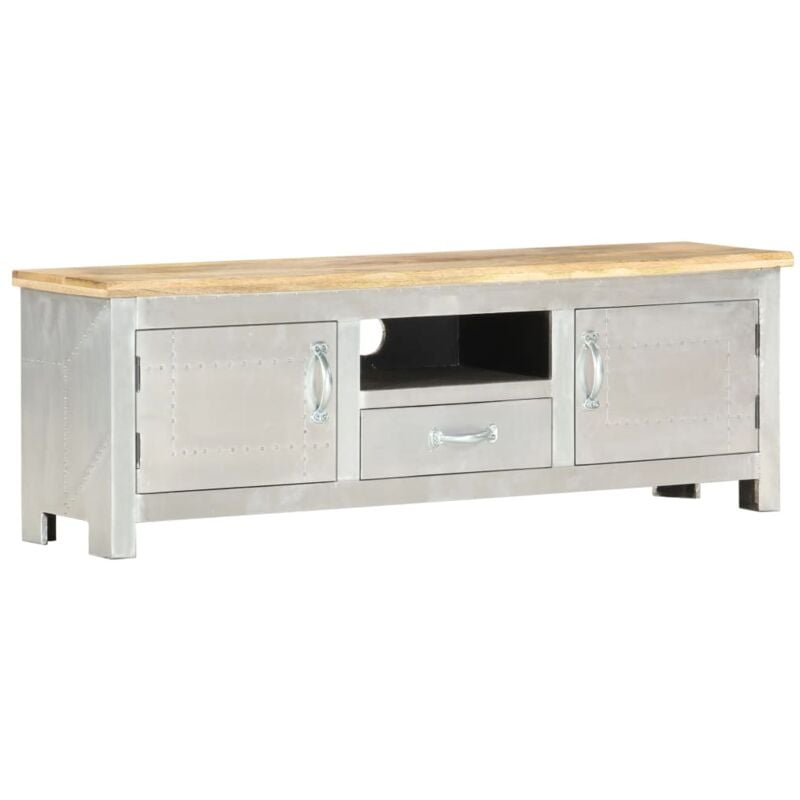 

Mueble para TV Aviator 120x30x40 cm madera maciza de mango - Plateado - Vidaxl