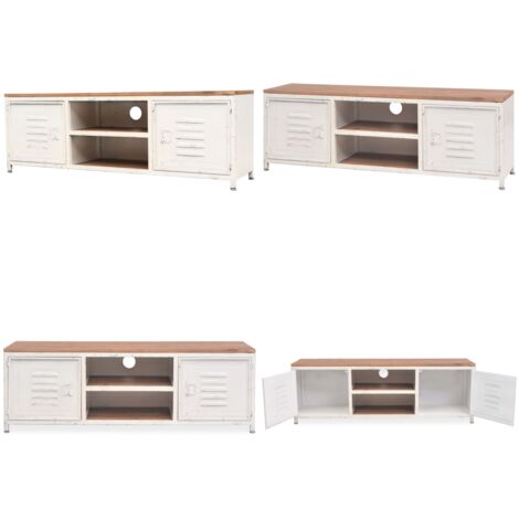 Mueble para TV blanco 120x30x40 cm - Mueble industrial - Armario para TV