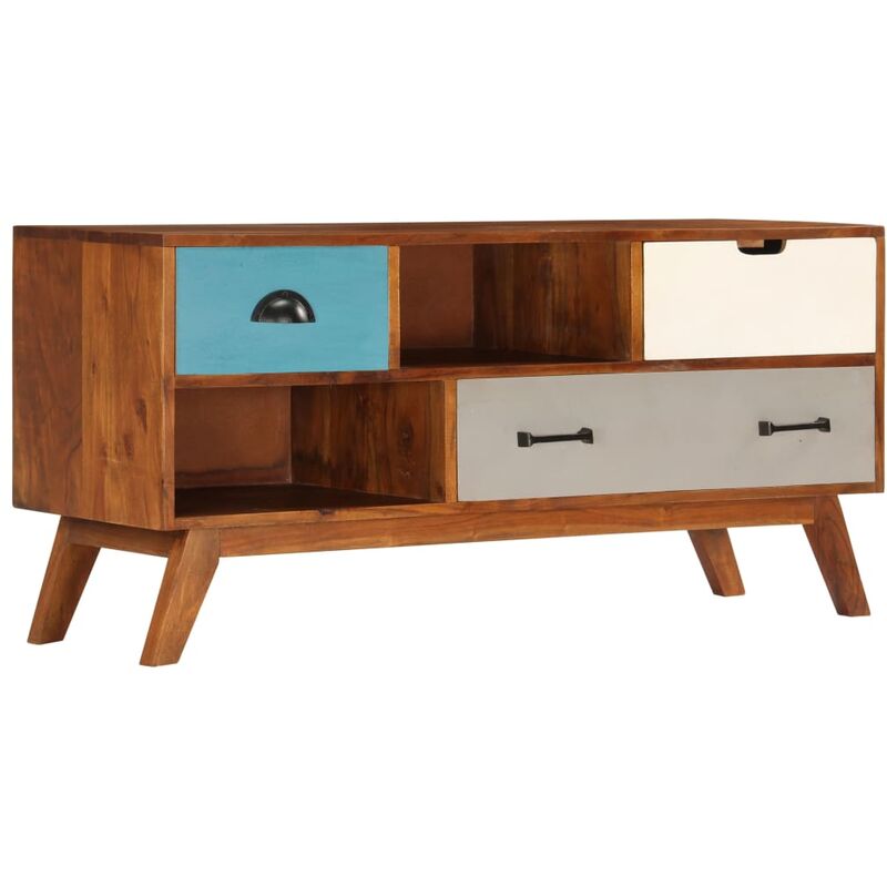 

Mueble para TV con 3 cajones madera maciza acacia 110x35x50 cm - Multicolor