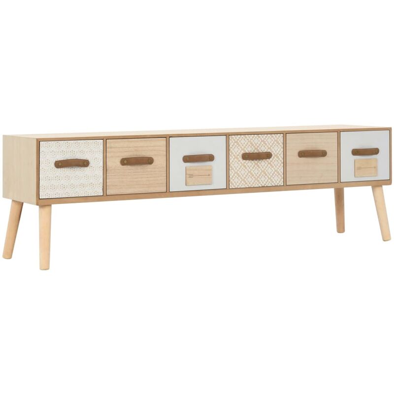 

Mueble para TV con 6 cajones madera maciza de pino 130x30x40 cm - Marrón