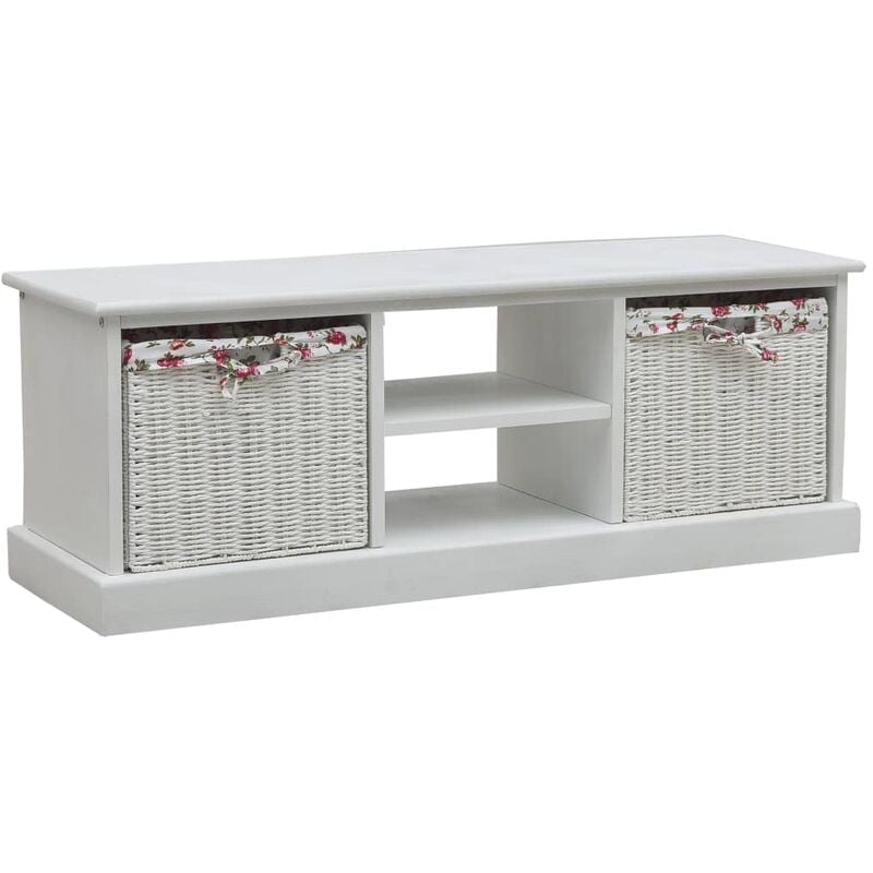 

Mueble para TV con dos cestos madera blanco