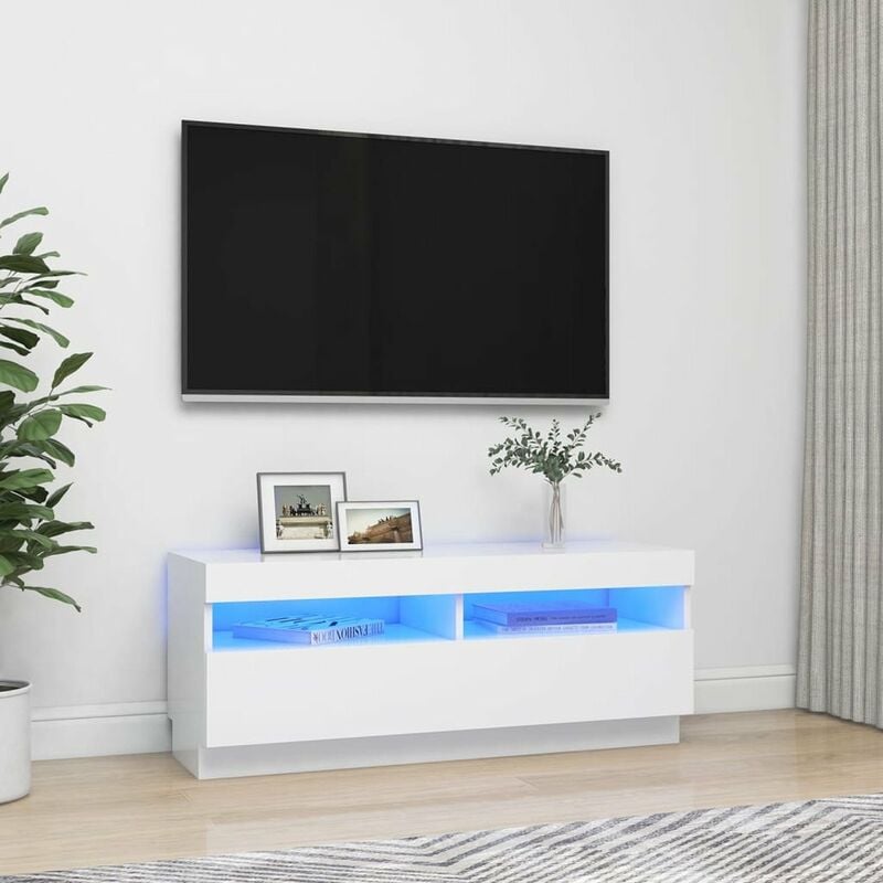 

Happyshopping - Mueble para TV con luces LED blanco 100x35x40 cm