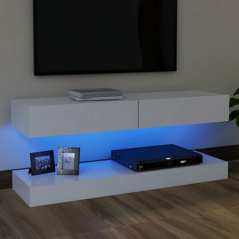 

Mueble para TV con luces LED blanco 120x35 cm