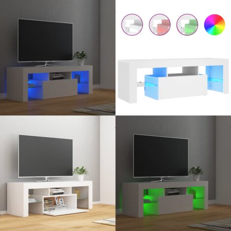Mueble para TV con luces LED blanco 120x35x40 cm - Luz LED RGB - Soporte para TV