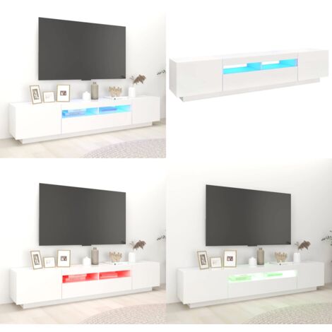 Mueble para TV con luces LED blanco 200x35x40 cm - Luz LED RGB - Soporte para TV