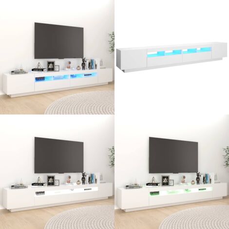 Mueble para TV con luces LED blanco 260x35x40 cm - Mueble para TV - Luz LED RGB
