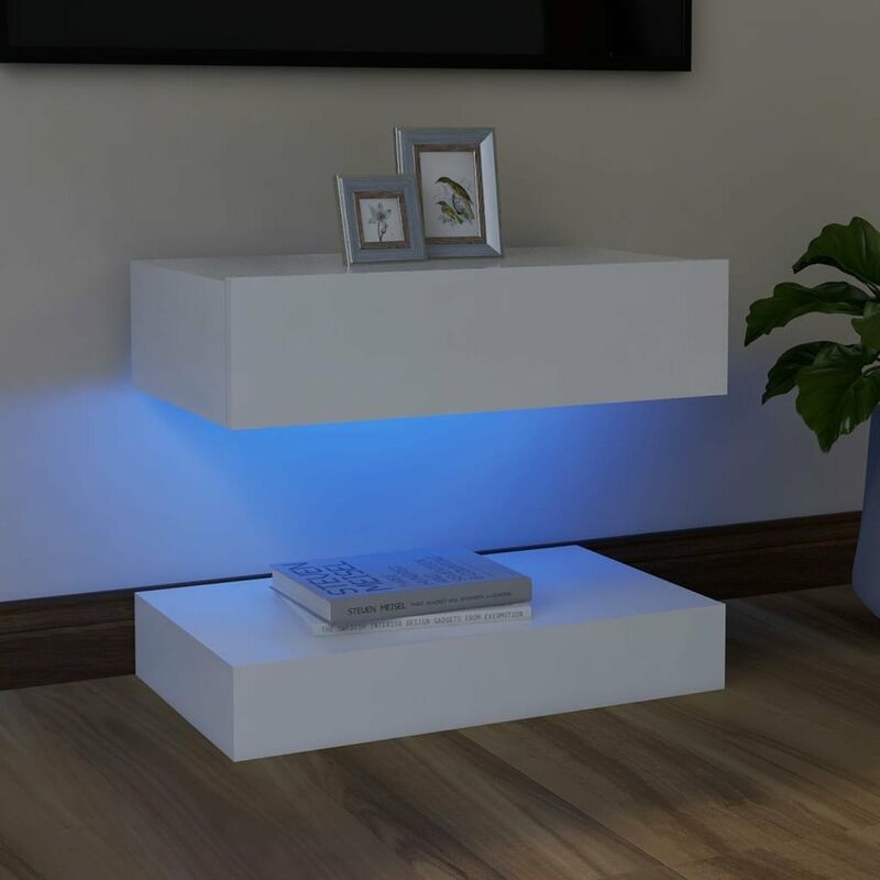 

Mueble para TV con luces LED blanco 60x35 cm