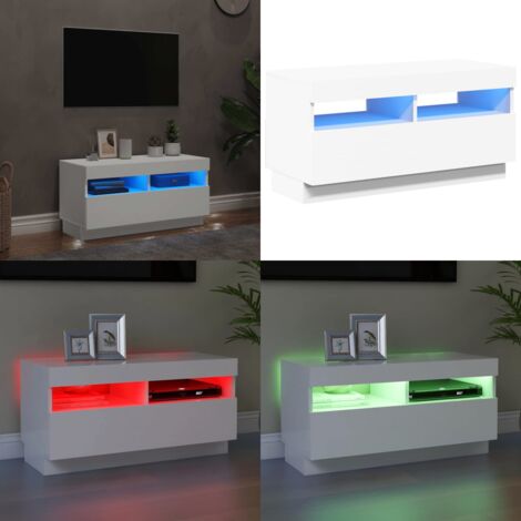 Mueble para TV con luces LED blanco 80x35x40 cm - Luz LED RGB - Soporte para TV