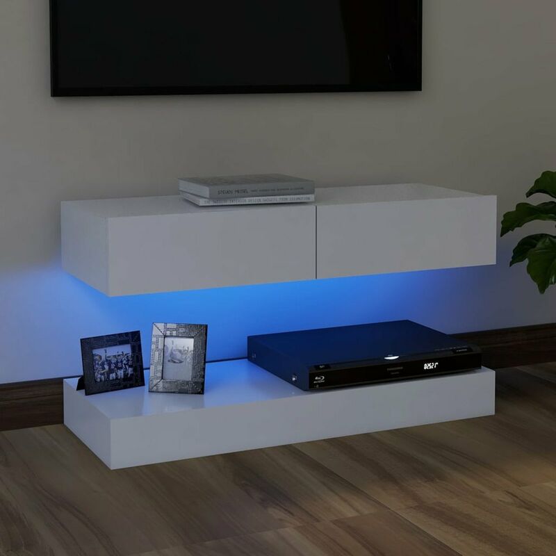 

Mueble para TV con luces LED blanco 90x35 cm