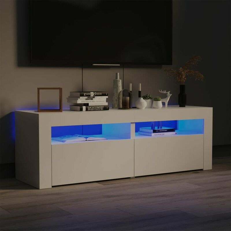 

Mueble para TV con luces LED blanco brillante 120x35x40 cm