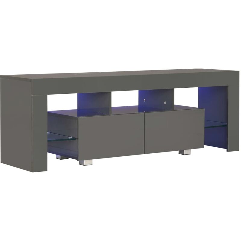 

vidaXL Mueble para TV con Luces LED 130x35x45 cm Gris Brillante - Gris