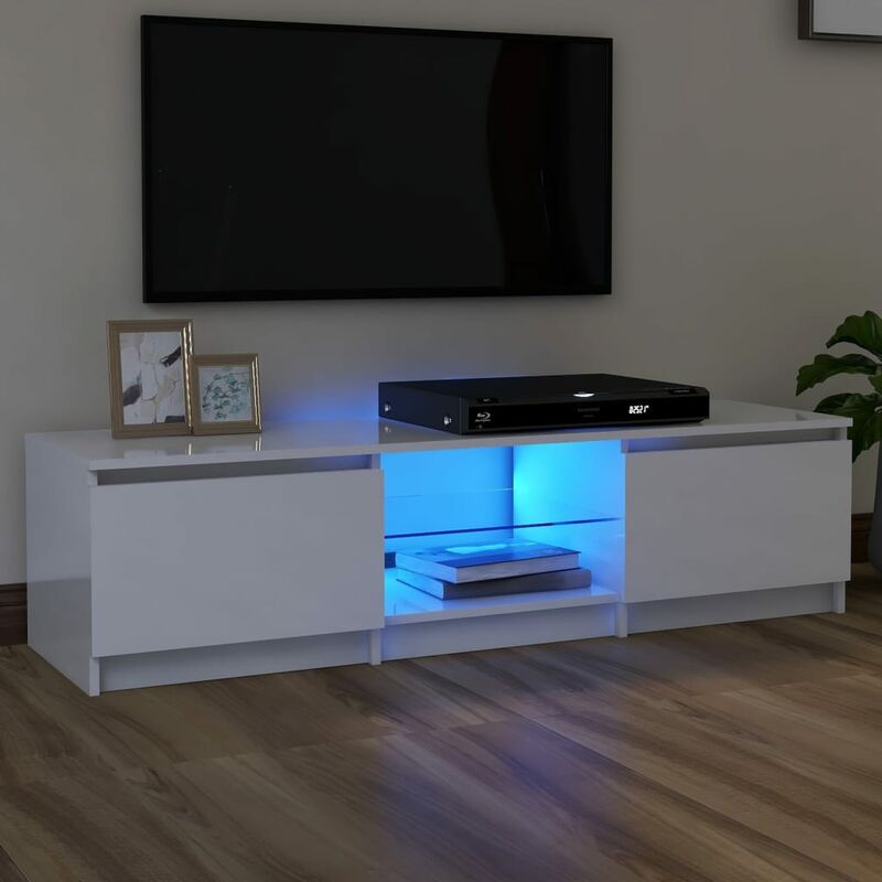 

Mueble para TV con luces LED blanco brillante 140x40x35,5 cm