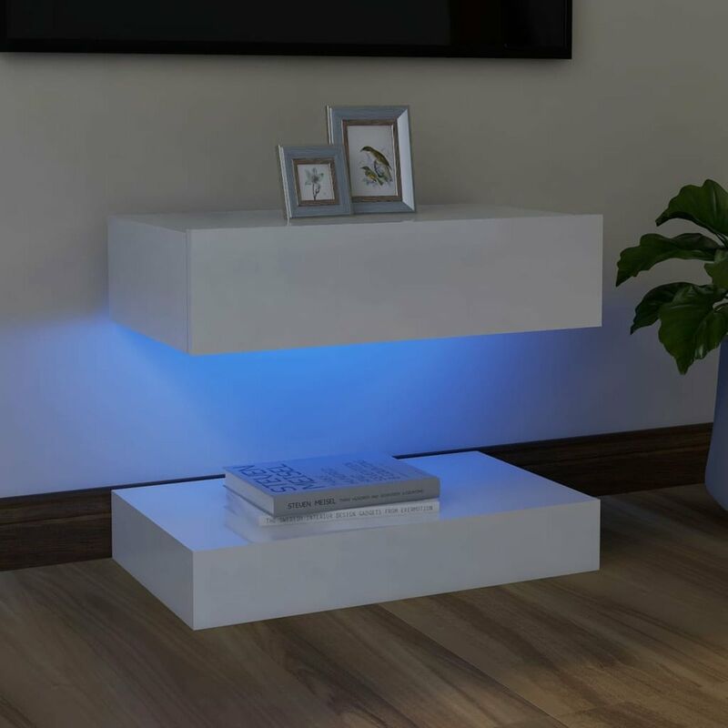 

Mueble para TV con luces LED blanco brillante 60x35 cm