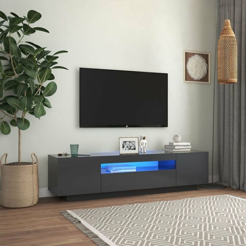

Mueble para TV con luces LED gris 160x35x40 cm