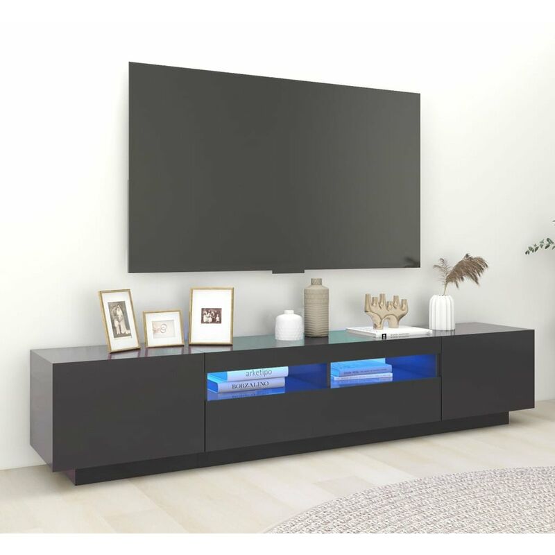

Mueble para TV con luces LED gris 200x35x40 cm