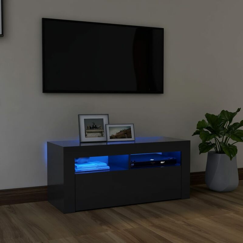 

BHD - Mueble para TV con luces LED gris 90x35x40 cm
