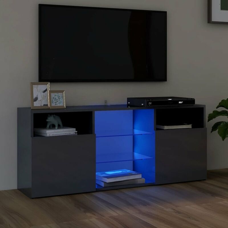 

Mueble para TV con luces LED gris brillante 120x30x50 cm