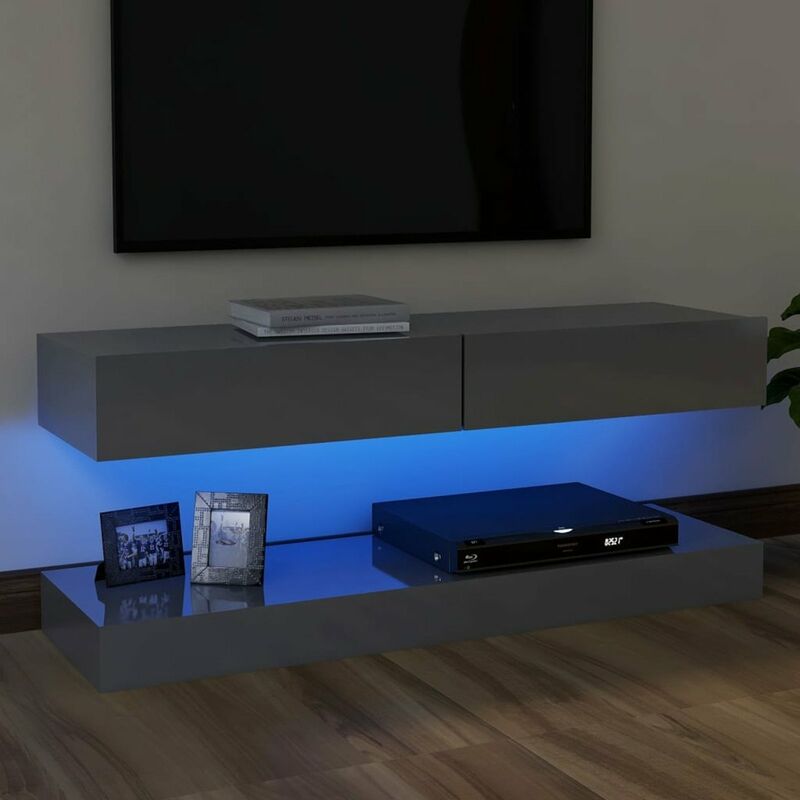 

Mueble para TV con luces LED gris brillante 120x35 cm