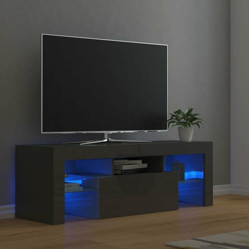 

Mueble para TV con luces LED gris brillante 120x35x40 cm