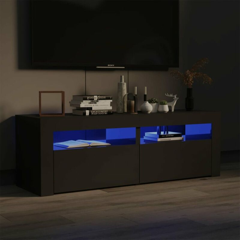 

Mueble para TV con luces LED gris brillante 120x35x40 cm