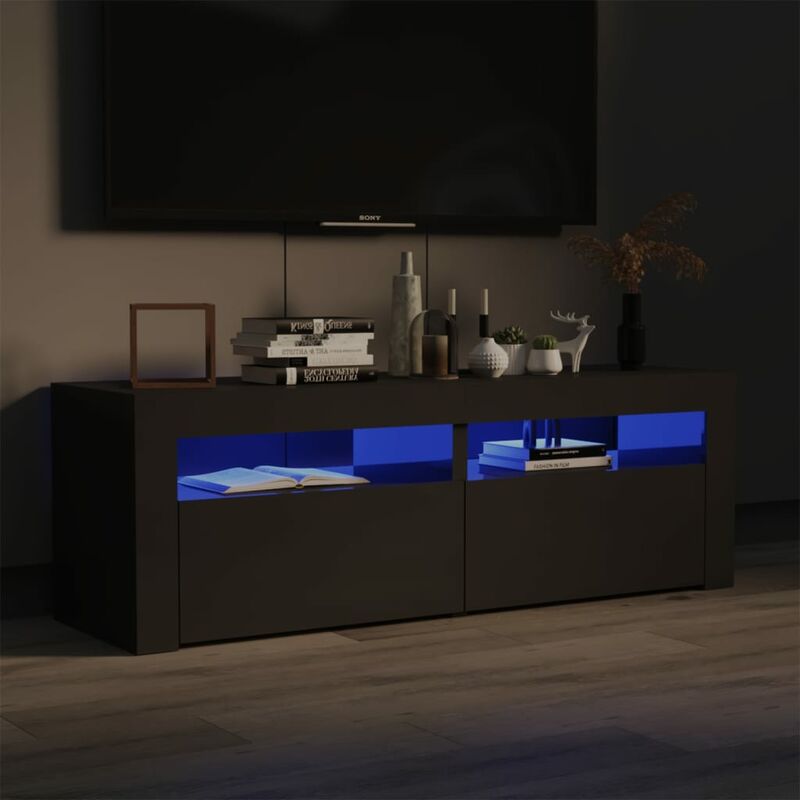 

Mueble para TV con luces LED gris brillante 120x35x40 cm