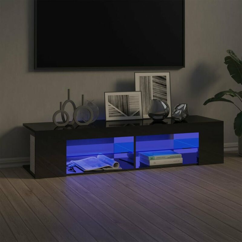 

Mueble para TV con luces LED gris brillante 135x39x30 cm