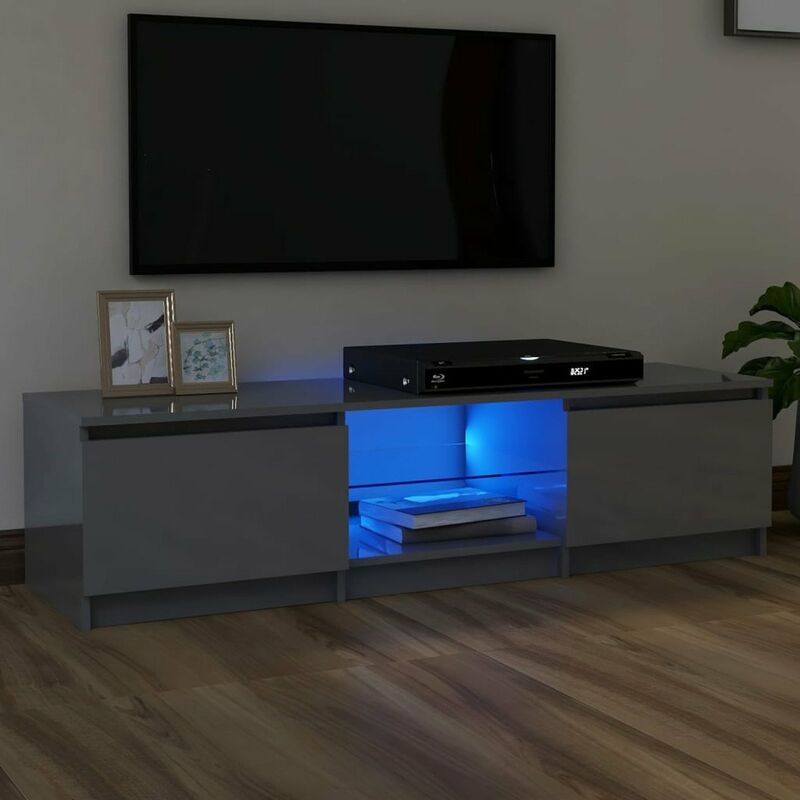 

Mueble para TV con luces LED gris brillante 140x40x35,5 cm