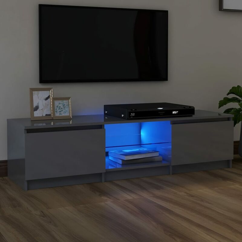 

Mueble para TV con luces LED gris brillante 140x40x35,5 cm