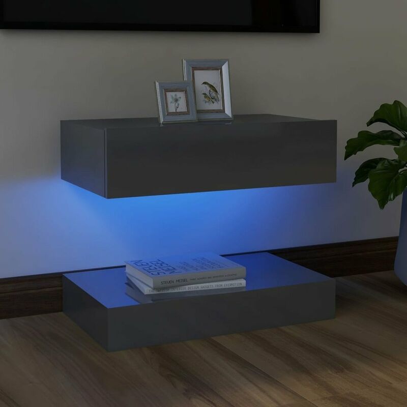 

Happyshopping - Mueble para TV con luces LED gris brillante 60x35 cm