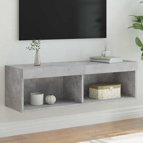 Mueble para TV con luces LED gris hormigón 100x30x30 cm