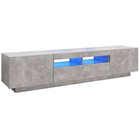 Mueble para TV con luces LED gris hormigón 180x35x40 cm