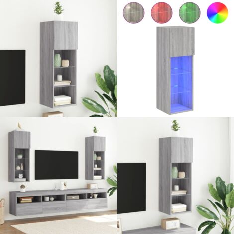 Mueble para TV con luces LED gris Sonoma 30,5x30x90 cm - Luz LED - TV con luces