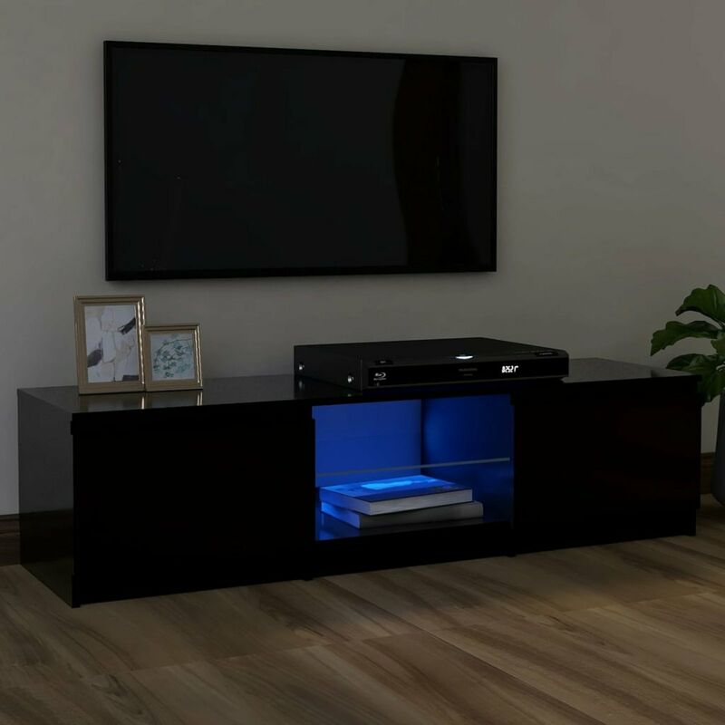 

Mueble para TV con luces LED negro 120x30x35,5 cm