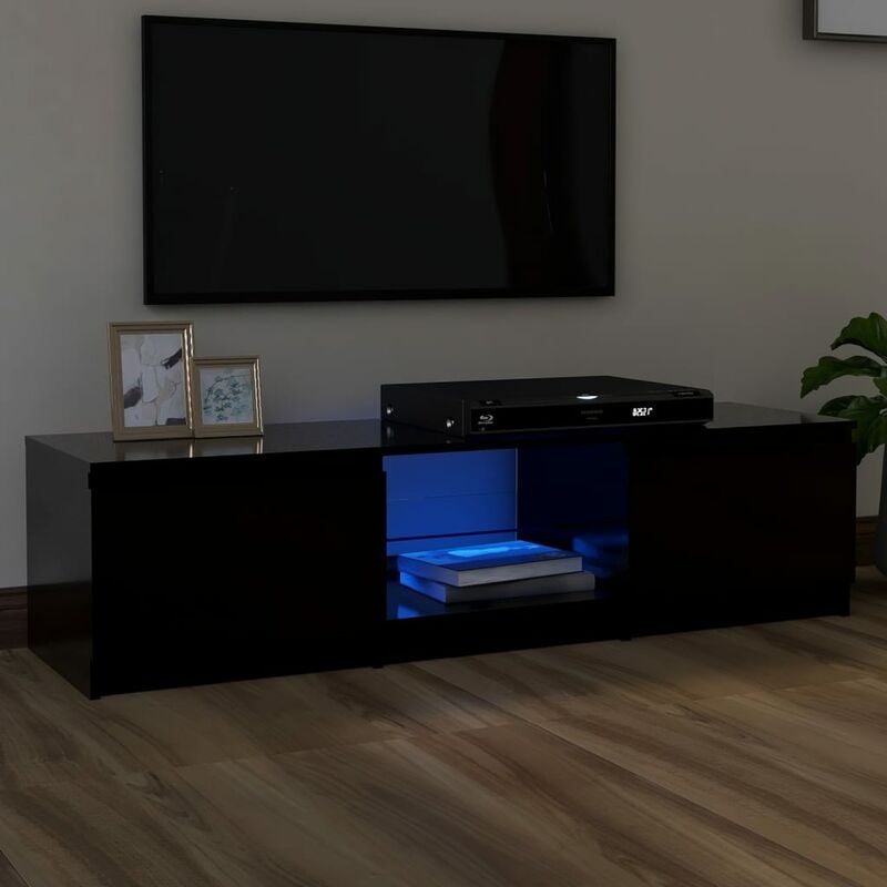 

Mueble para TV con luces LED negro 140x40x35,5 cm