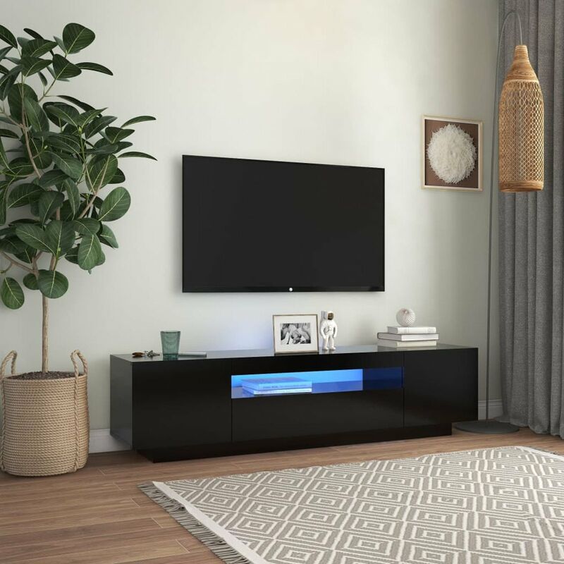 

Mueble para TV con luces LED negro 160x35x40 cm
