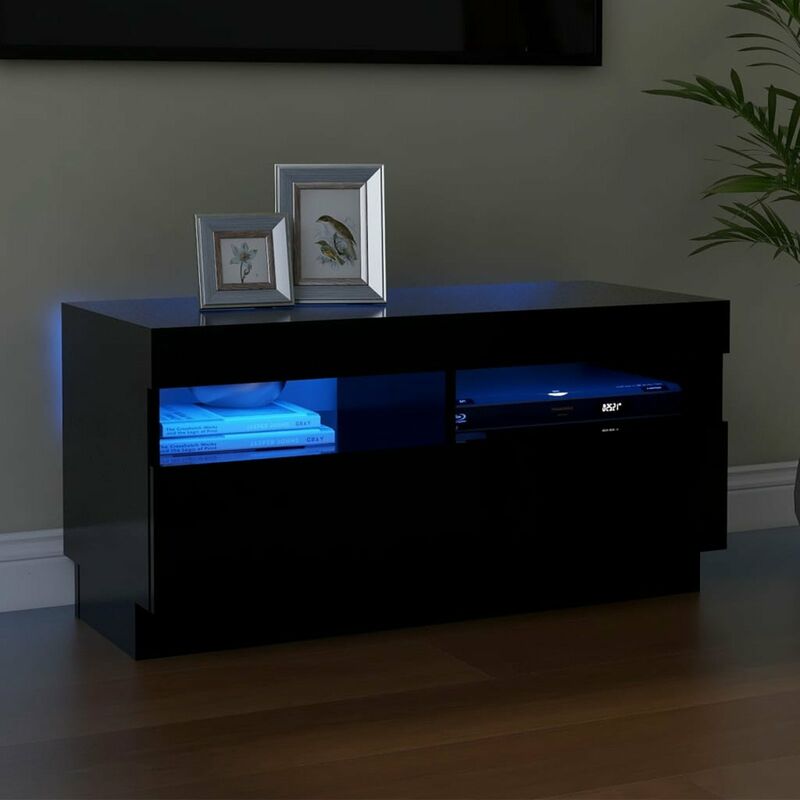 

Mueble para TV con luces LED negro 80x35x40 cm