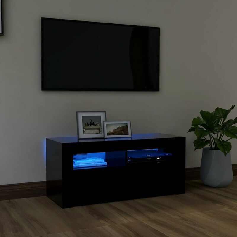 

Mueble para TV con luces LED negro 90x35x40 cm