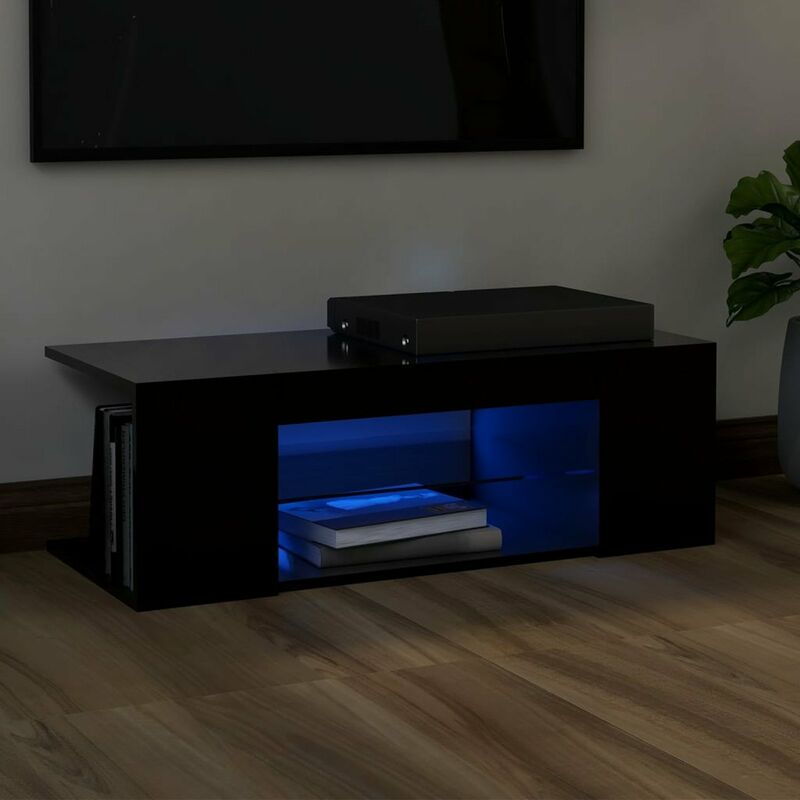 

Mueble para TV con luces LED negro 90x39x30 cm